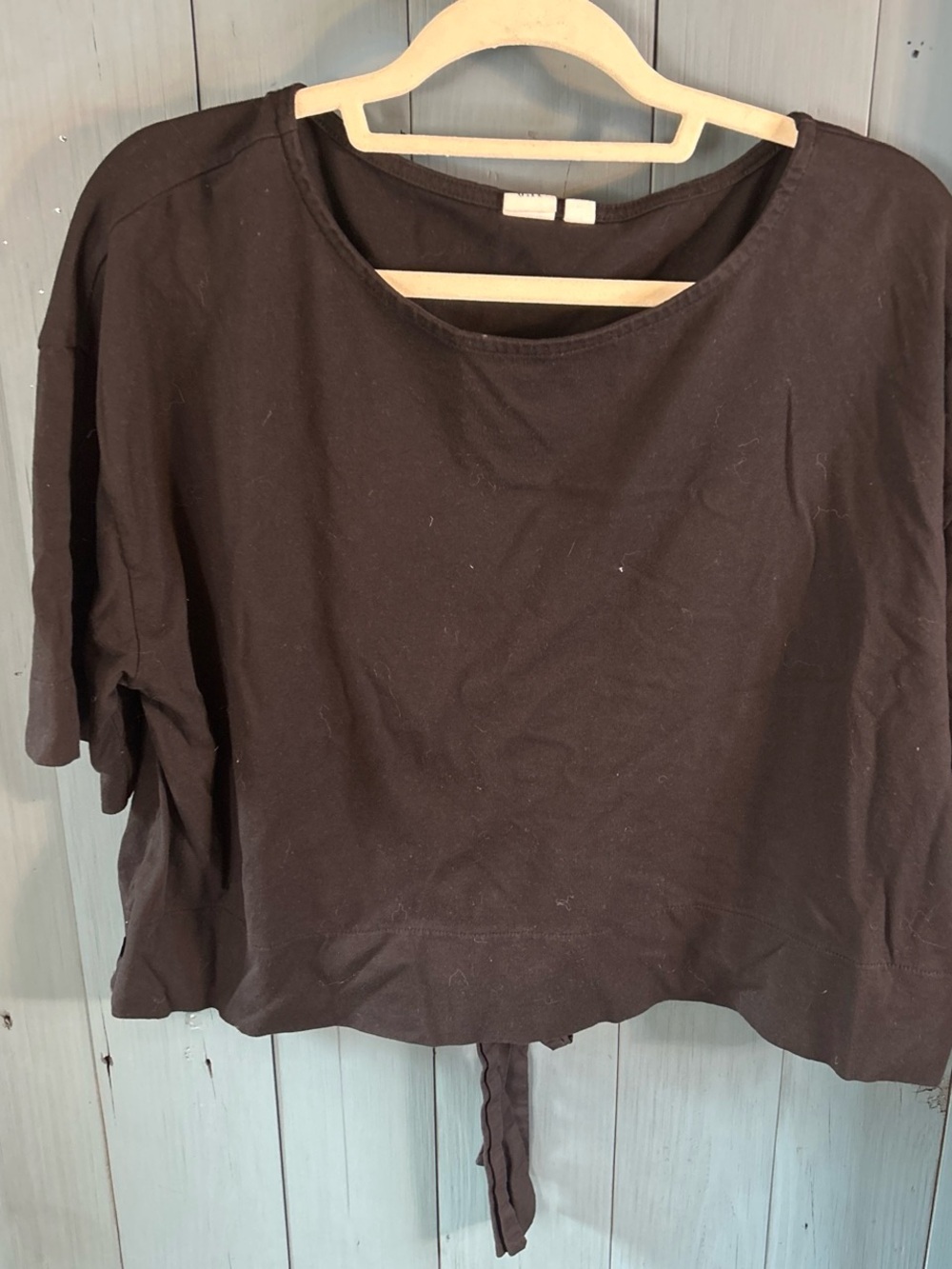GAP Black Cropped Tie-Hem Oversized Tee | Size Large - Boho Festival